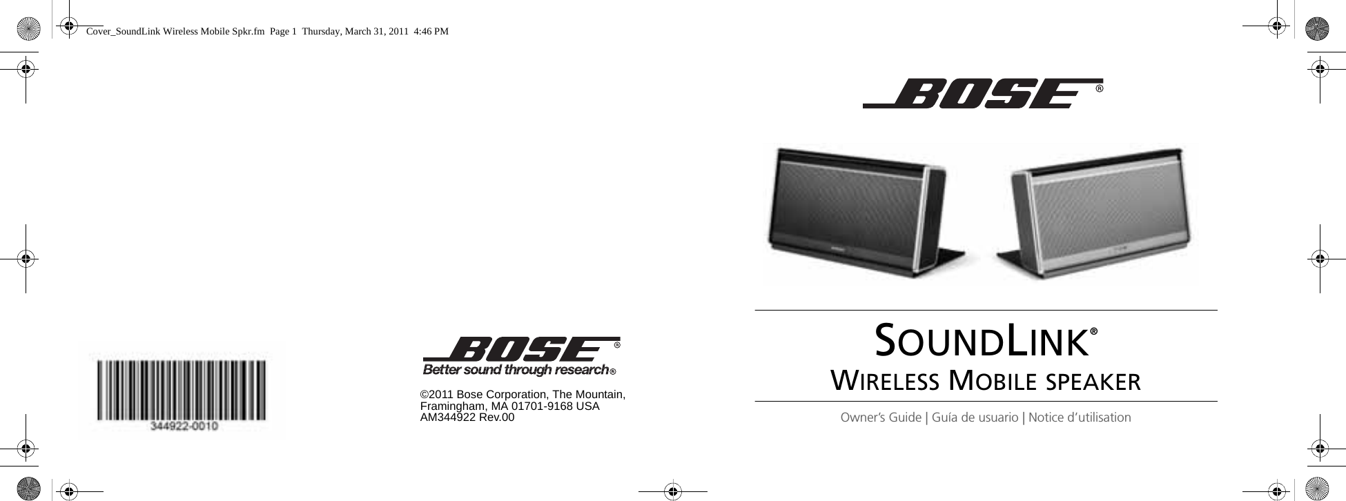 Bose Soundlink Wireless Mobile Speaker User Manual